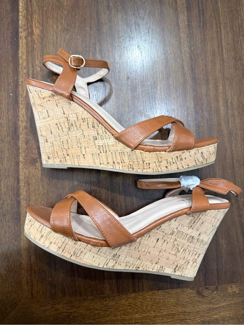 Lulu's brown Cork Platform Wedge Sandals